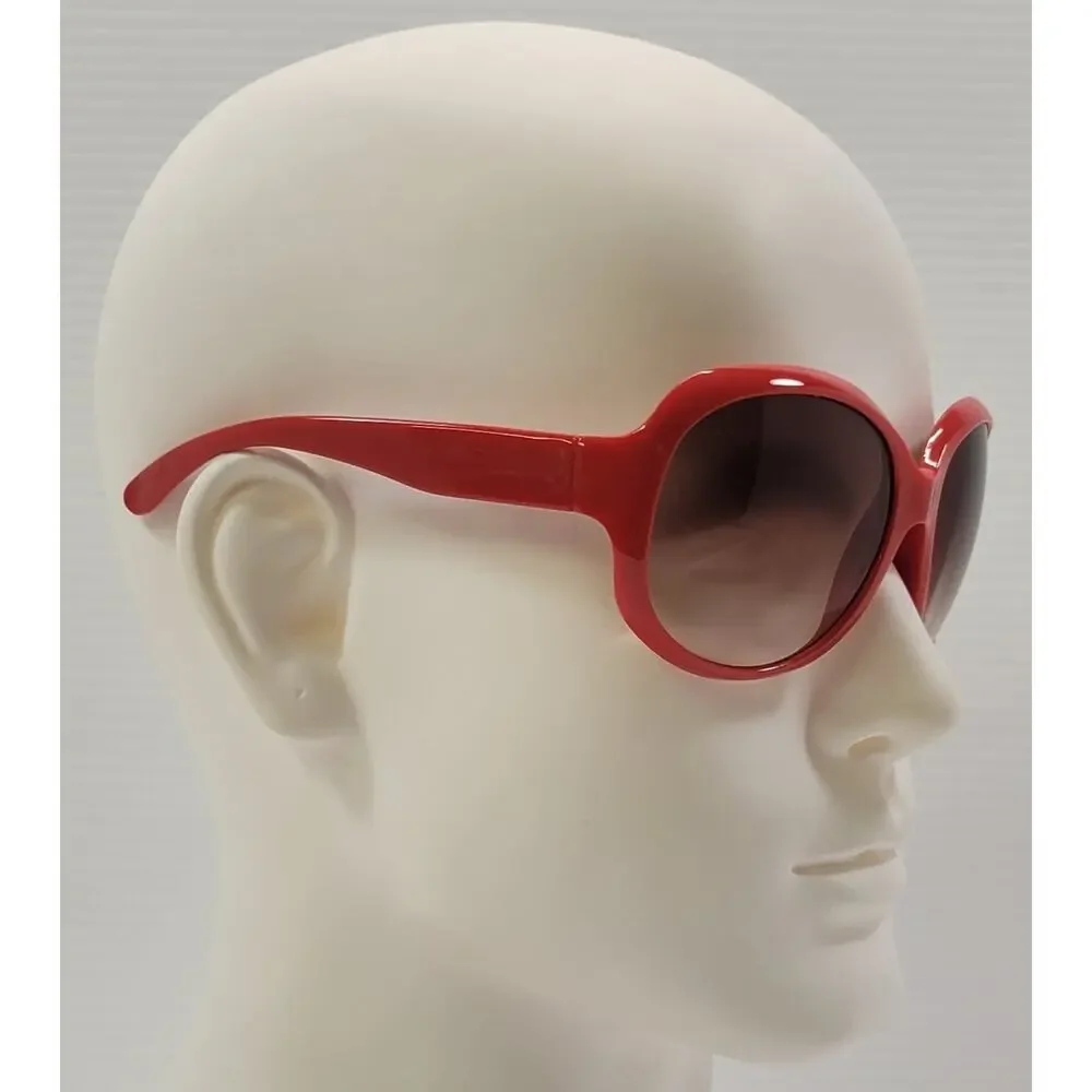 R) Women Oversized Red Circle Plastic Sunglasses